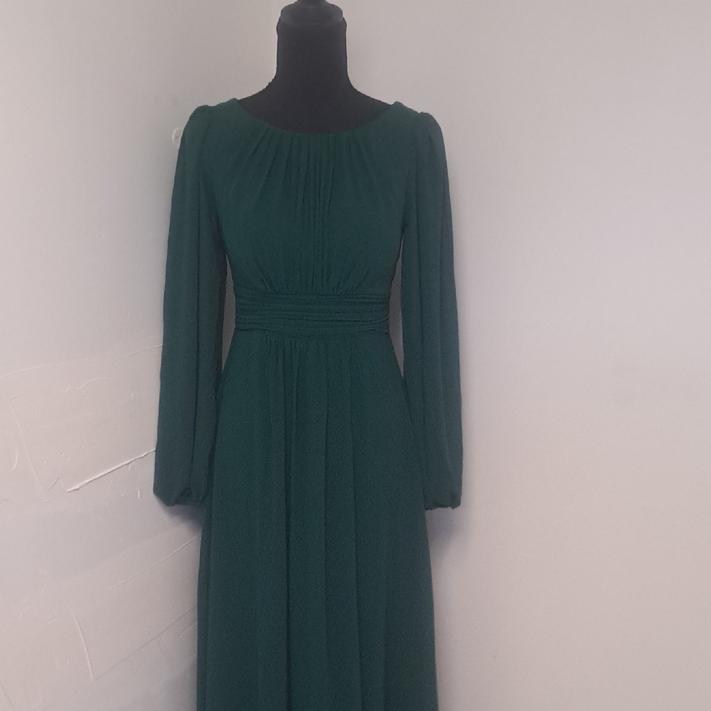 Ever Pretty Forest Green Long Sleeve Maxi Dress